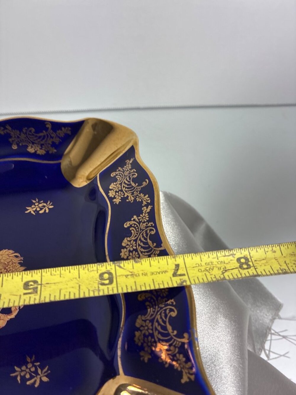 Vintage Limoges France Cobalt Blue Porcelain Cigar Ashtray Gold Gilt Courting Co - Picture 9 of 10